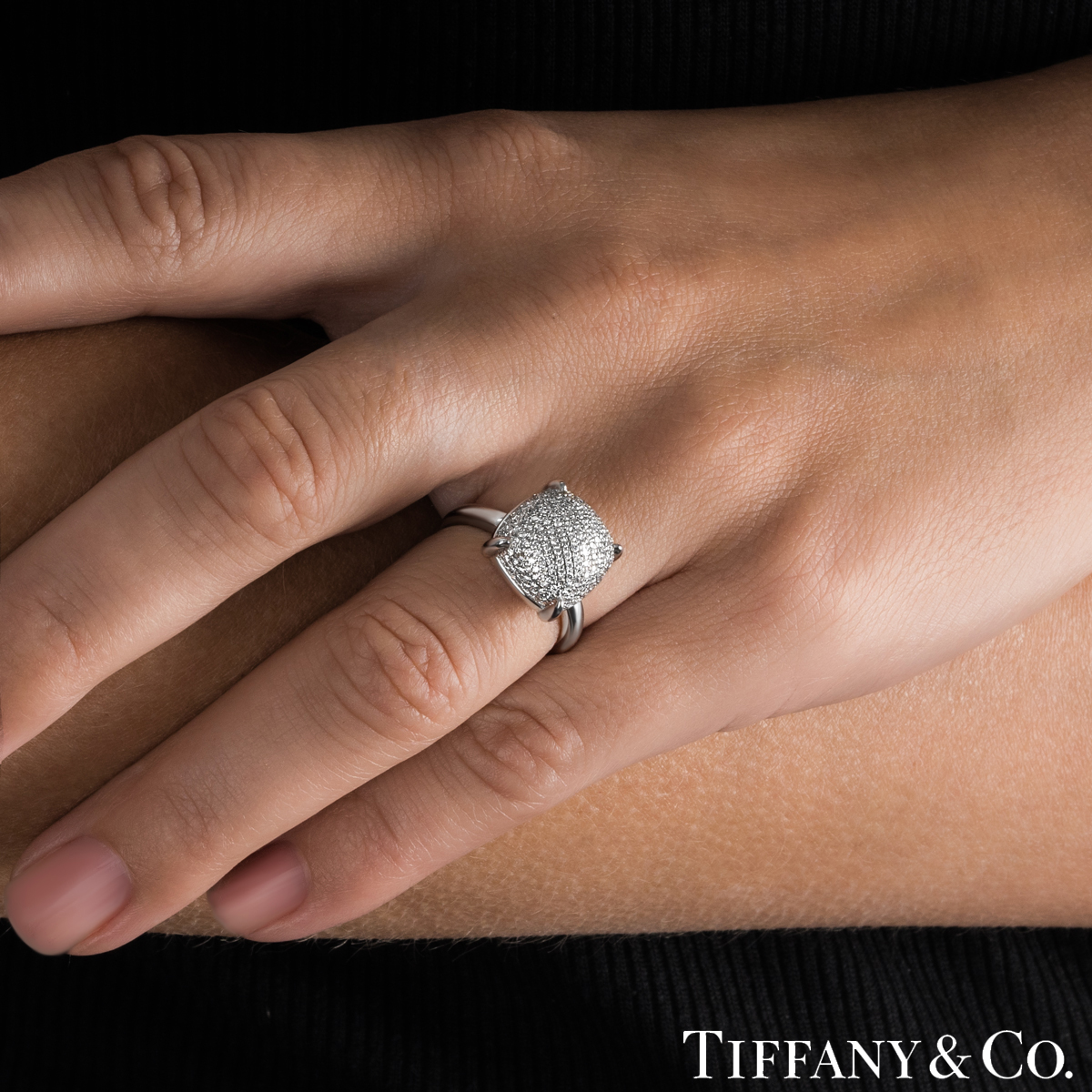 Tiffany & Co. White Gold Diamond Sugar Stacks Ring